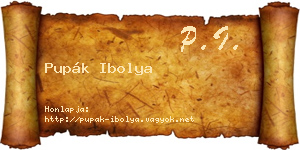 Pupák Ibolya névjegykártya